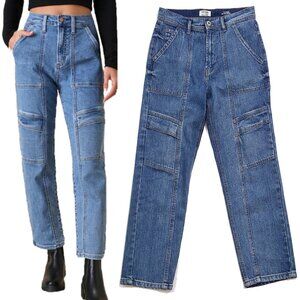 Kensie Jeans Retro Luxe Stetch Utility size 4/27 Astrid High Rise Straight Jeans